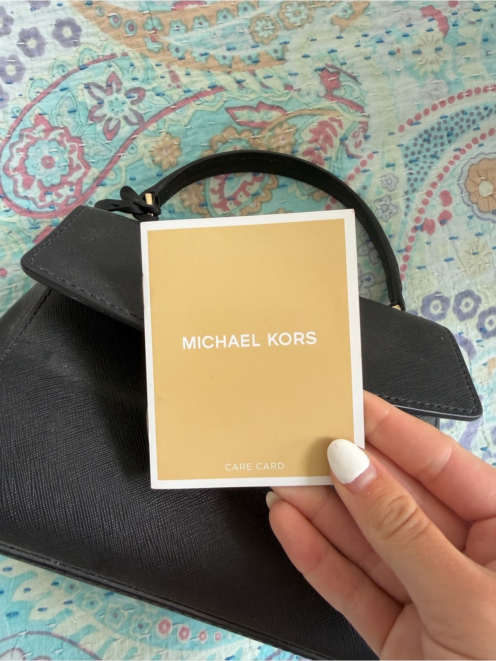 Michael Kors Black Mini Saffiano Top-Handle Bag with Gold Hardware - Picture 3 of 3